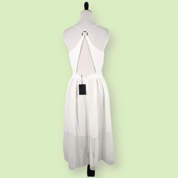 NBD Dress S White Straps Back Keyhole Mesh Skirt NWT minimalist party beachy - Picture 3 of 8